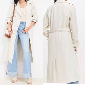 LOFT $200 Fluid Trench Coat Modern Ivory Small NEW